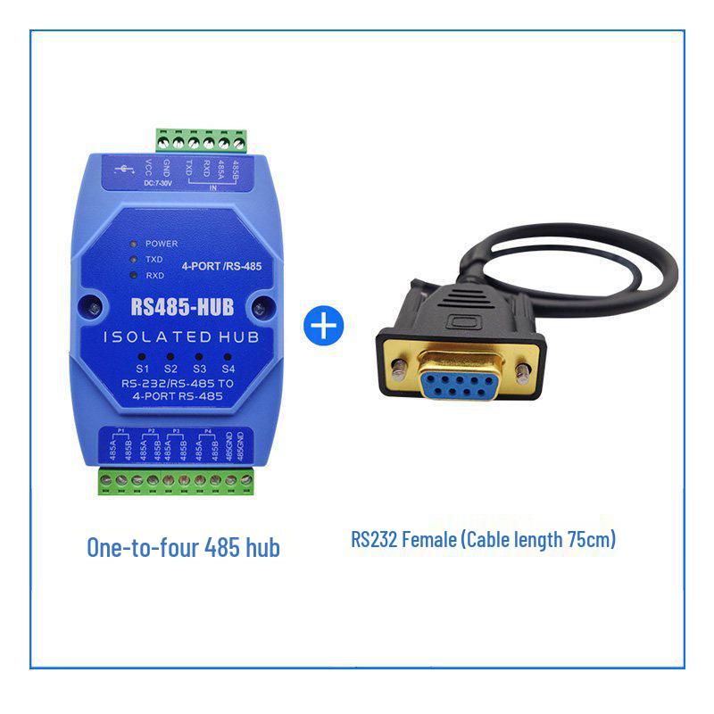 RS485 Industrial Grade 4-Port Hub Repeater with Lightning Protection, Isolated 1-in 4-out Configuration