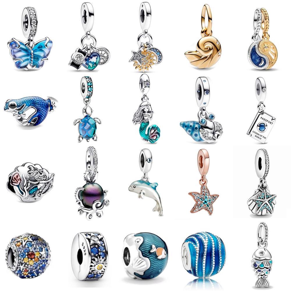 

Summer Ocean Series Turtle, Crab, Octopus Pendant 925 Silver Plated Suitable for Original Bracelet DIY Women s Jewelry