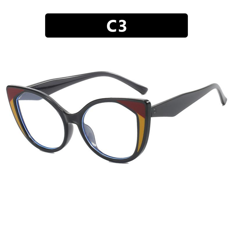 Trendy Cat-eye TR90 Frame Colorful Patchwork Large Size Prescription Short Sight Eyewear 0 -0.5 -1 -1.25 -1.5 -1.75 -2.0 To -6
