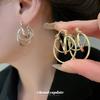European and American Metal Round Hollow Ear Buckle Niche Unique Design Earrings Light Luxury Commuter Earrings