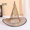 Carnival Night Outfit Halloween Organza Witch Hat for Women, Adult Wizard Costume Family Holiday Souvenirs Accessories, Lightweight Breathable Pointed