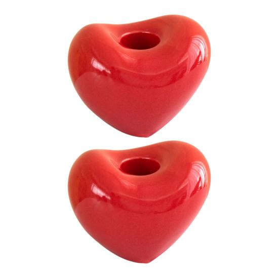 Heart Shaped Ceramic Candlestick Holder Small Romantic Candle Holder for Wedding Party Dinning Table Centerpiece Valentine's Day Anniversary Home