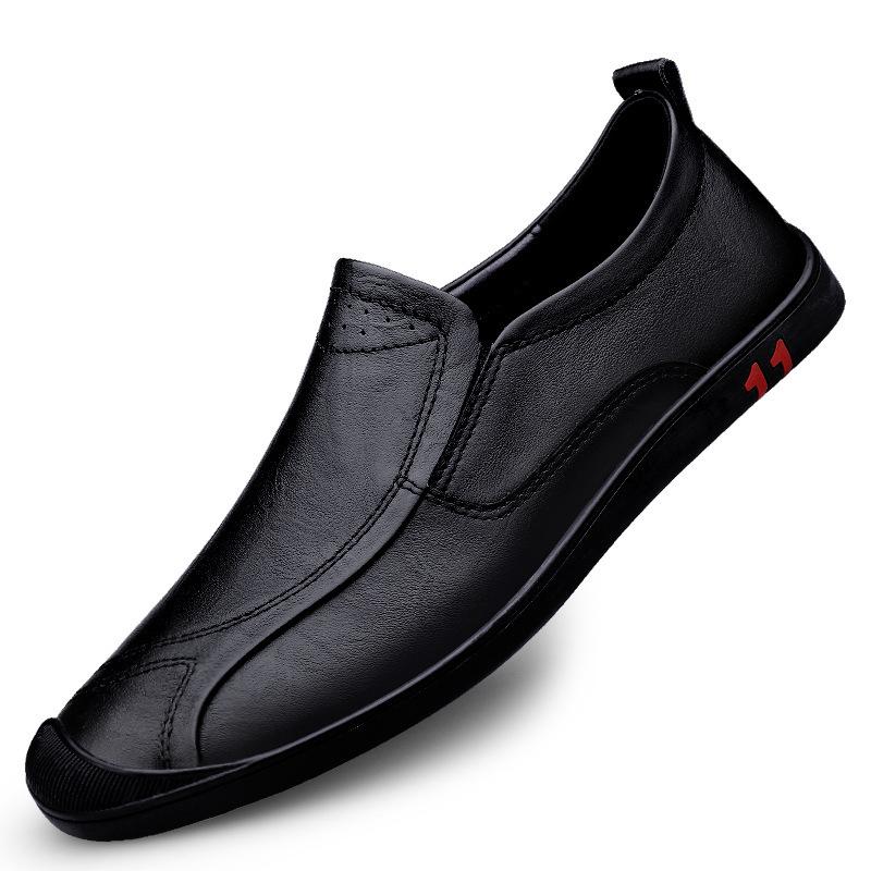 The First Layer of Cowhide Men's Simple Casual Lazy Foot Cover One Pedal Leather Shoes Men's Large Size Leather Shoes