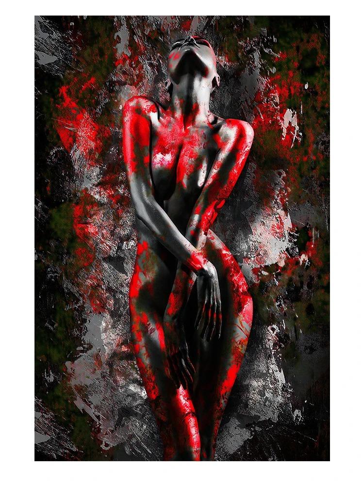 

Абстрактный Черный Красный Сексуальная Обнаженная Женщина Холст Живопись Постер Принт Настенное Искусство Картины Для Современной Женской Комнаты Украшение Подарок Без Рамки 20x30cm no frame