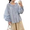 Spring 2026 Japanese Style Loose Wide Lapel Tie-Waist Pleated Women's Cardigan Shirt
