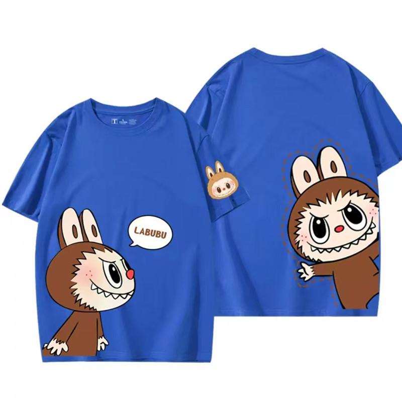 Cartoon Labubu printed women's short-sleeved T-shirt round neck summer loose casual top