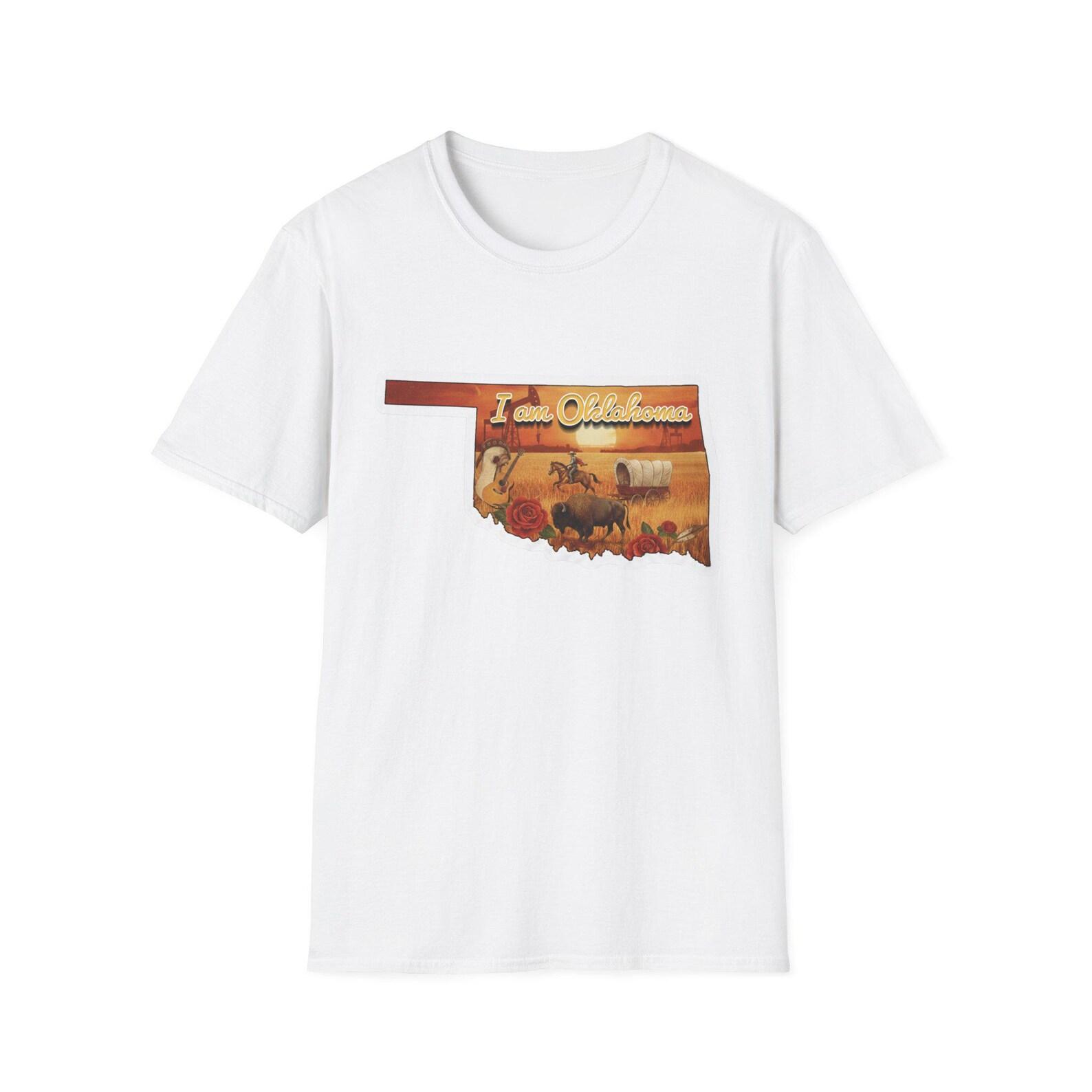 Oklahoma State Silhouette with Cowboy Scene T-Shirt | Western Rodeo Design 3XL