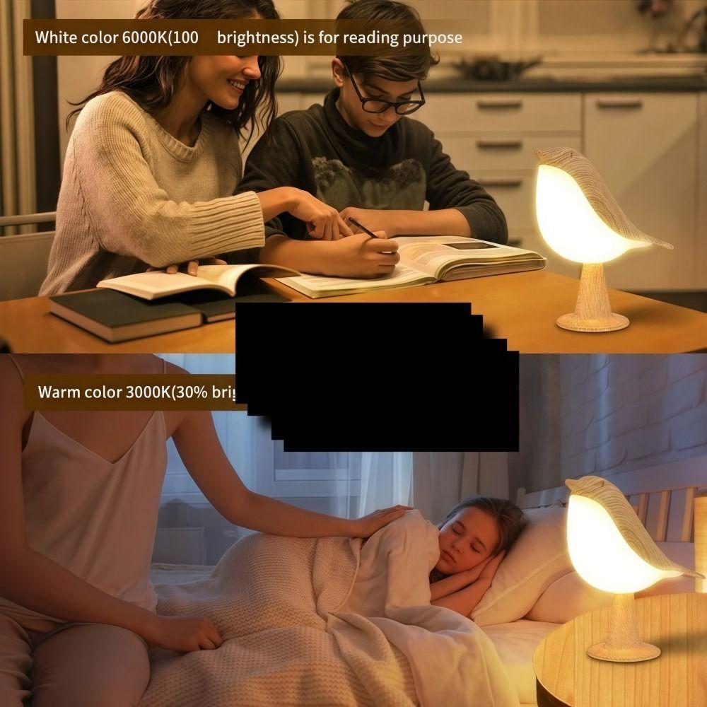 Creativity LED Bird Night Lights 3 Colors Touch Switch Bedroom Desk Lamp Dimmable Rechargeable Bedside Lamps Interior Lighting