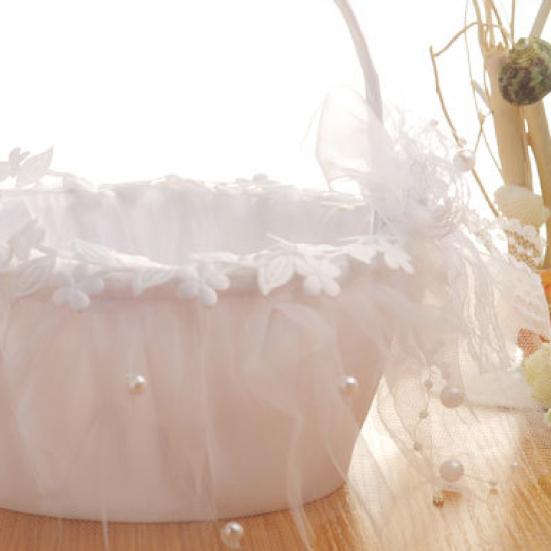 Blumenkorb Blickfang Elegantes Aussehen Stoff Hochzeitsblumenmädchenkorb für Party