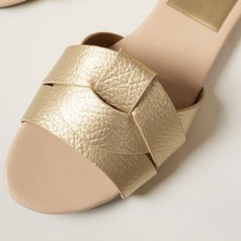 

Новые женские тапочки большого размера, перекрестные, плоские, крутые, простые и универсальные туфли 43 золотой