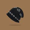 Curled Edge Jacquard Knitted Hat Printed Ear Protection Hat Retro Printing Knit Cap  Outdoor