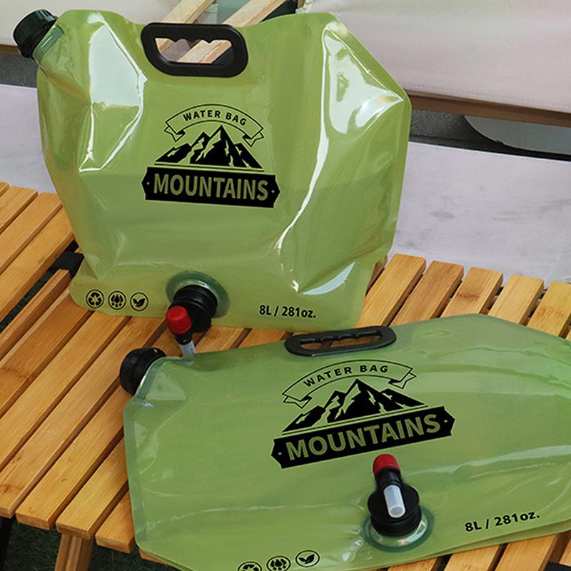 Folding Bucket Water Container Jug Bottle 8L Portable Water Bag With Faucet Outdoor Travel Camping With Handle Soft Water Pouch