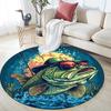 Bass Fish Round Area Rug,Carpet Rug for Living Room Bedroom Sofa Playroom Decor,Non-slip Floor Mat