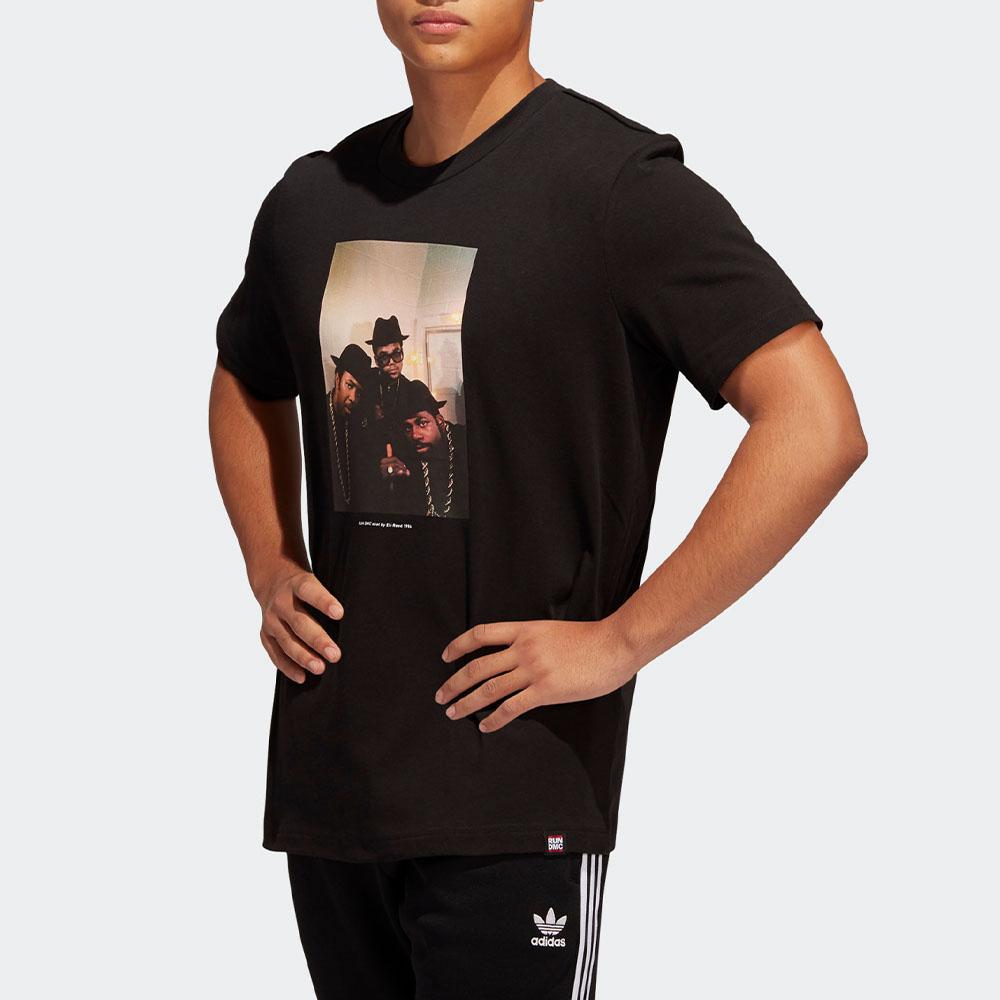 Adidas Originals Trefoil Run DMC Photo Print T-Shirt Men Tops Black GN5928