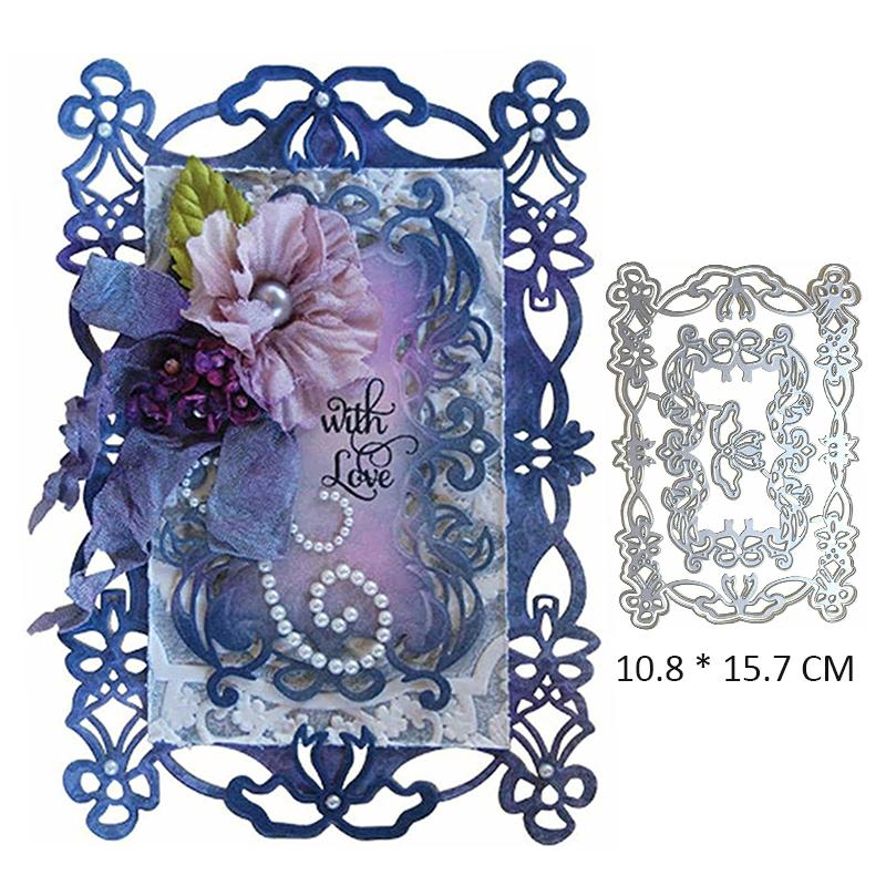 

IDH новая прямоугольная цветочная рамка, трафарет для резки бумаги, сделай сам, скрапбукинг, поделка из бумаги