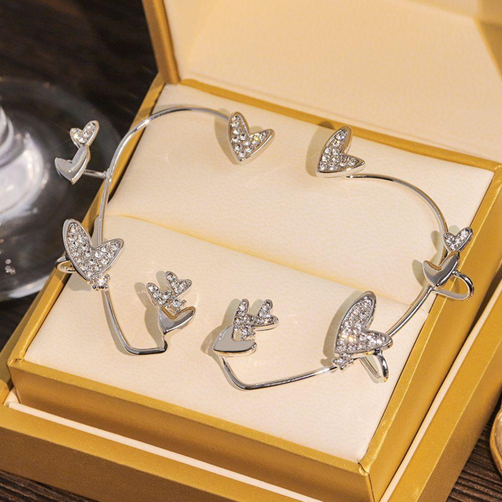 

Sparkling Non Piercing Rhinestones Left Ear Ear Wrap Ear Cuff Heart Tragus Earrings