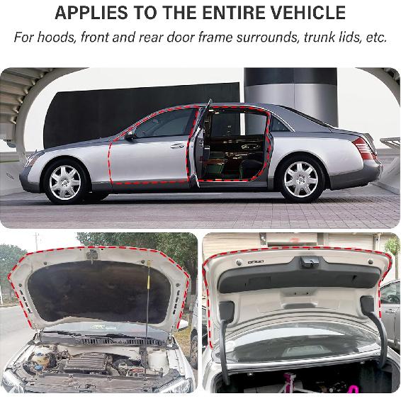 19.68Ft D-Shape Car Rubber Seal Strip,Automotive Weather Stripping For Sealing Door Hood Trunk Window,Self-Adhesive Soundproof Car Door Seal Strip