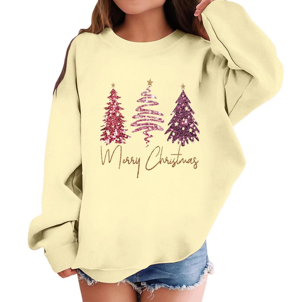 Children's Fashionable Casual Long-sleeved Loose Christmas Print Pullover Sweatshirt