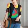 ZANZEA Women Casual Round Neck Loose Half Sleeve Print Blouse