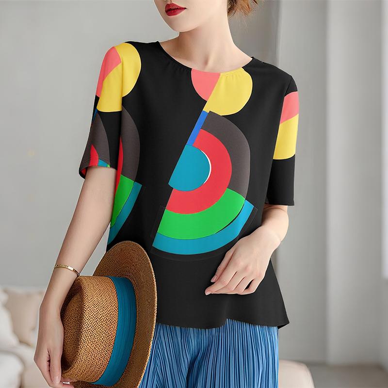 ZANZEA Women Casual Round Neck Loose Half Sleeve Print Blouse