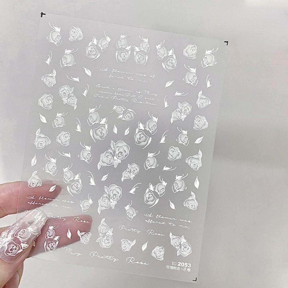 

Manicuring Foils Nail Decals Embossed Nail Sticker Nail Decoration Nail Relief Rose Stickers белый