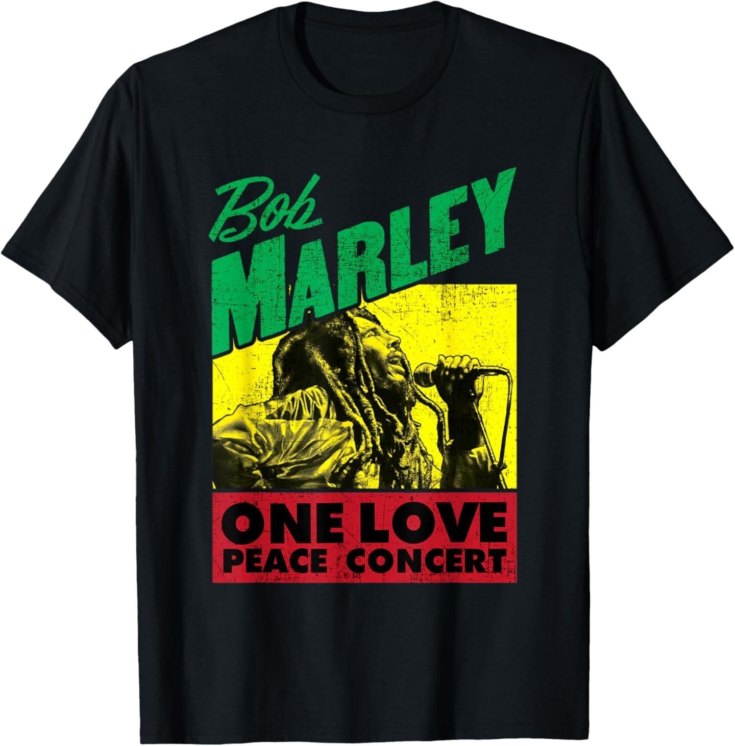 Official Bob Marley One Love Peace Concert T-Shirt Mens Womens Tees Top XL