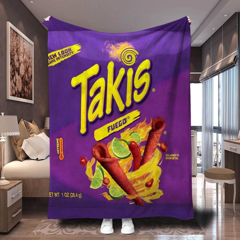 1 Stück bunte, weiche Flanelldecke mit Takis-Chili-Print – superkuschelige Decke für Bett, Sofa und Reisen – perfektes Geburtstagsgeschenk