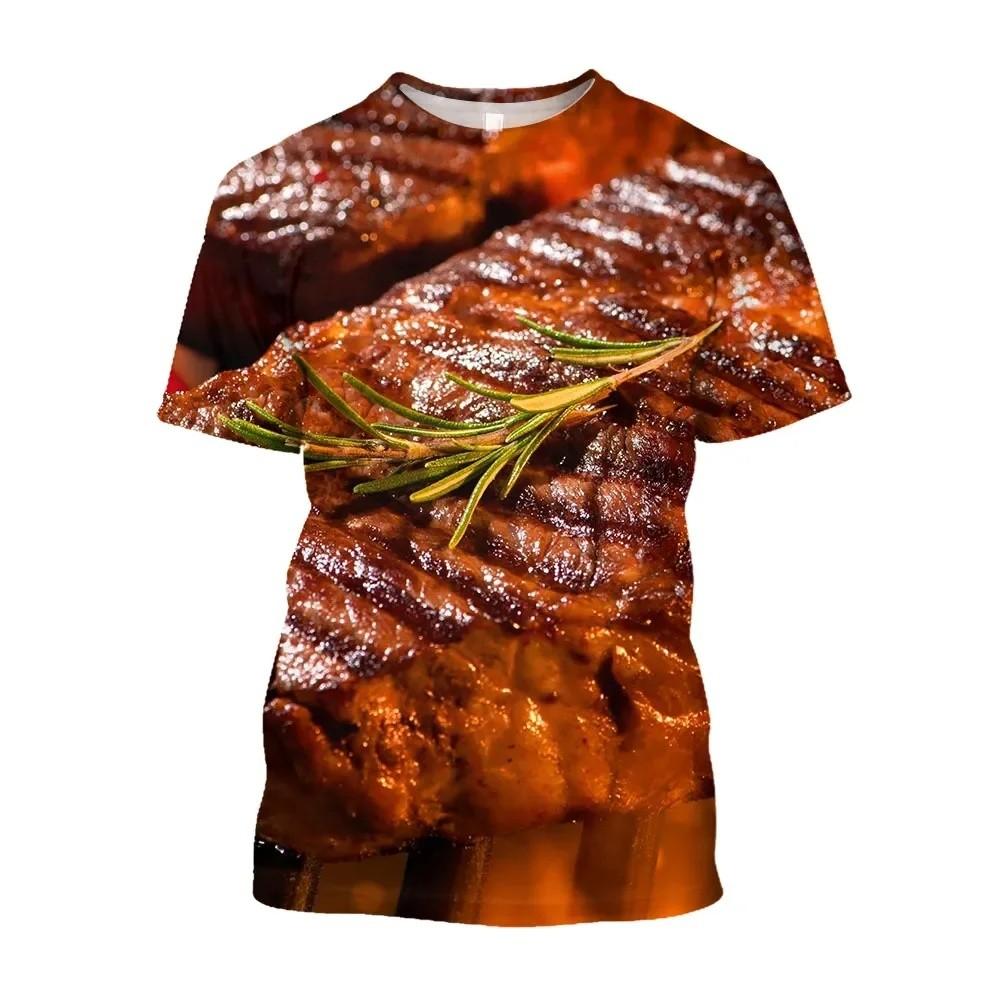 Kids O Neck T Shirt 3D Burger Food Pattern Vivid Unique Design For Outdoor Play Picnic Gathering Park Trips Summer Casual Daily Outfits