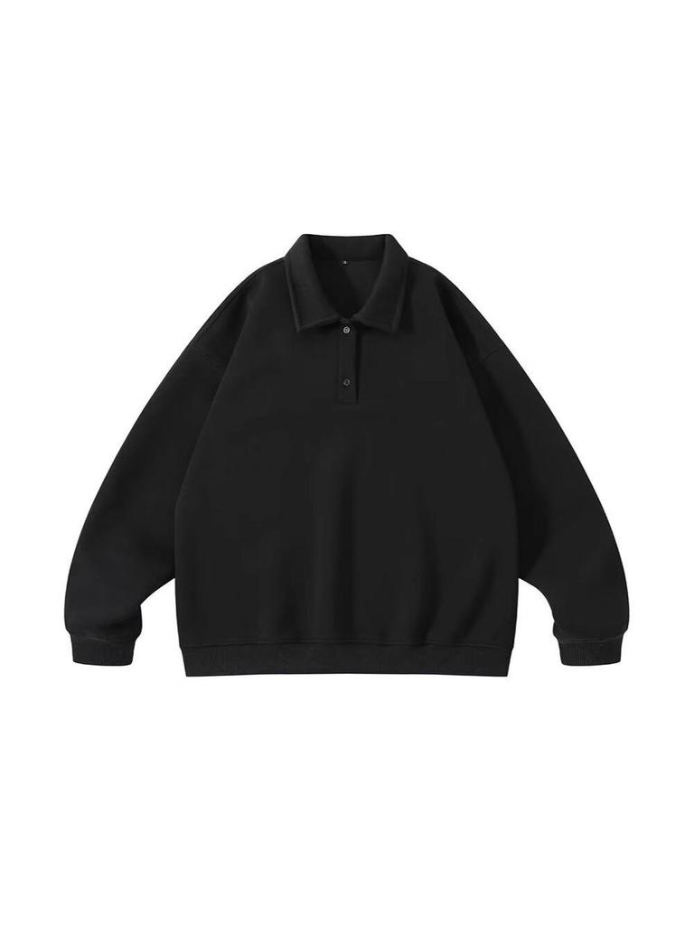 2025 Grey Lapel Hoodie: Versatile Spring/Autumn Casual Long Sleeve POLO Shirt