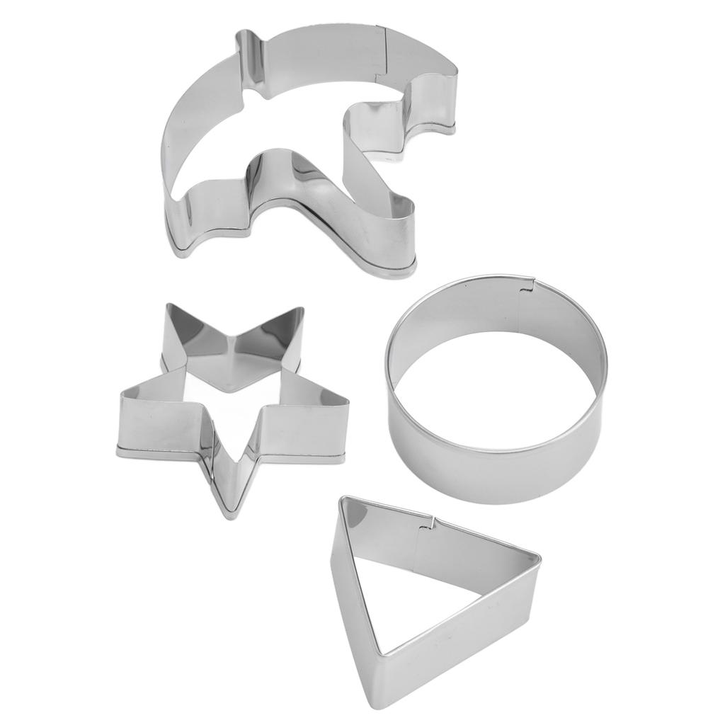 5Pcs Set Sugar Candy Pie Mold Cutter Stainless Steel Cookies Chocolate Mold for Games Entertainment Silver