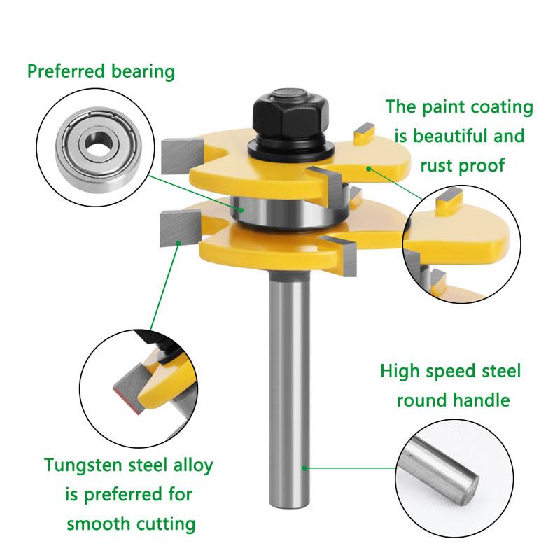 Fréza pro pero a drážku na dřevo Sestavte frézovací bity Frézy s drážkou ve tvaru T pro nástroje na řezání dřeva Dřevo