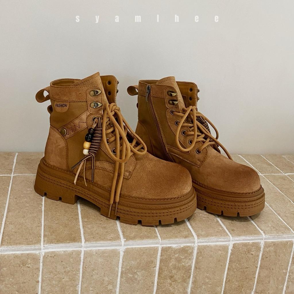 Retro Martin Stiefel mit dicker Sohle und Absatz für Damen 2025 Herbst neue atmungsaktive Outdoor-Sport- und Freizeitstiefel vielseitige Stiefeletten