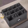 Wine Glass Holder, 12-Slot Collapsible Organizer, Zippered Handle Stemware Case, Portable Dustproof Fabric Travel Box