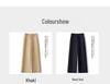 Khaki Women's Wide-Leg Pants – Spring/Autumn 2025: Draped, Nine-Point, Casual Straight-Leg Fit.