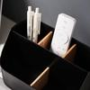 Creative Bamboo & Wood Multifunctional Organizer: Detachable Storage Box for Stationery, Remote, Makeup Brushes, and Pen Holder.