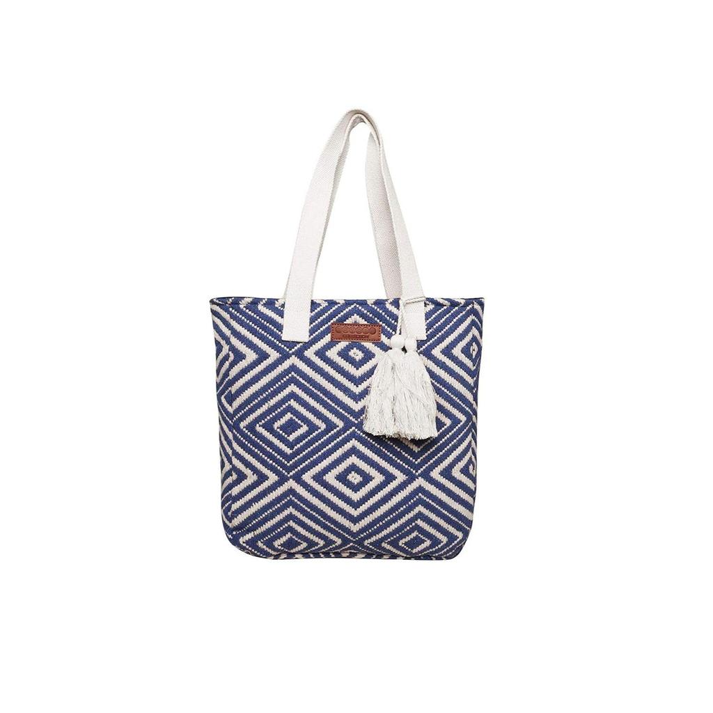 Blue Diamond Textured Cotton Tote Bag