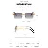 Stylish Retro High End Designer Style Travel Friendly No Rim Alloy Metal Square Shaped Male Female Sun Glasses