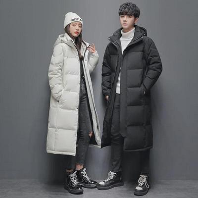 Winter Unisex Hooded Long Over-the-Knee Down Jacket - Thick Warmth with Versatile Style