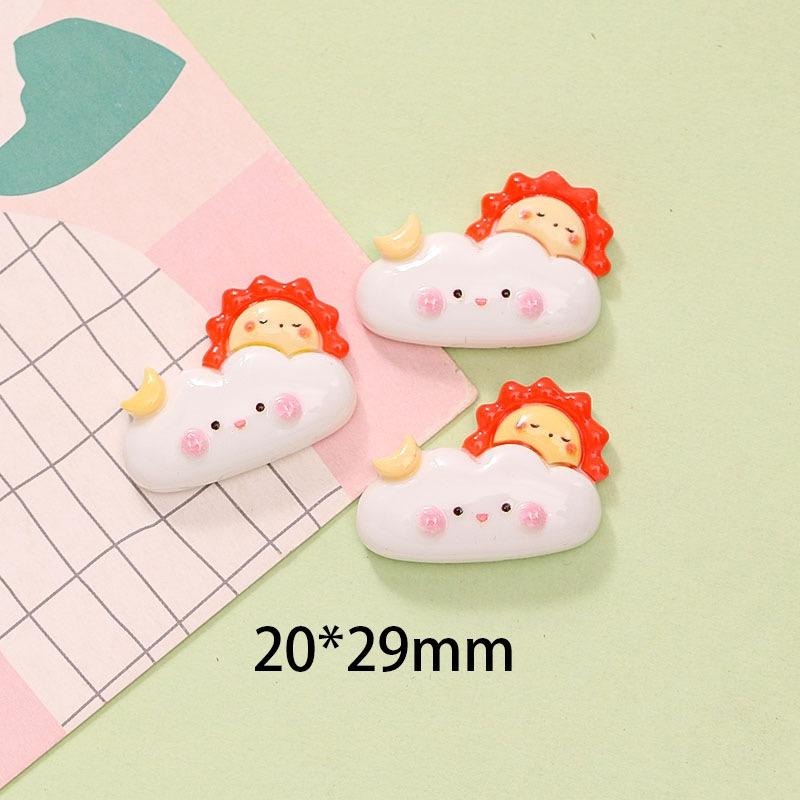 

10Pcs New Cute Cartoon Rainbow, Stars, Clouds Series Flat Back Ornament Jewelry Bows Accessories