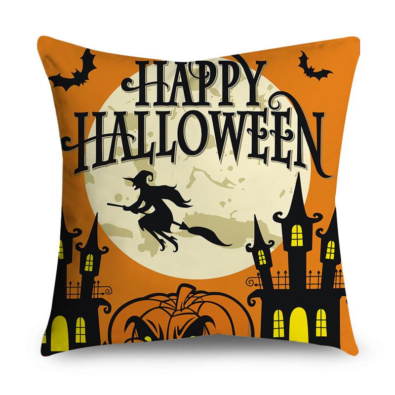 Halloween Theme Horror Pumpkin Wizard Print Pattern Cushion Cover Home Living Room Sofa Decoration Square Throw Pillow Cover