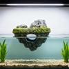 Mini Resin Fishing Man Aquarium Statue Creative Floating Island Artificial Landscape Ornament for Small Fish Tank Decor