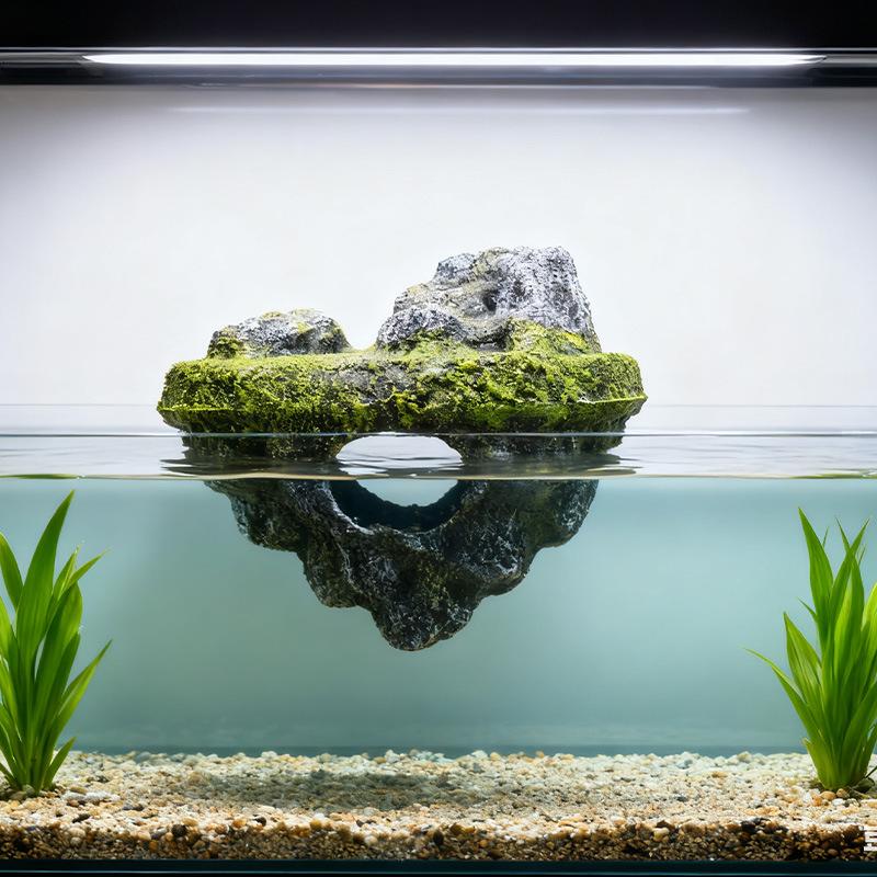 Mini Resin Fishing Man Aquarium Statue Creative Floating Island Artificial Landscape Ornament for Small Fish Tank Decor