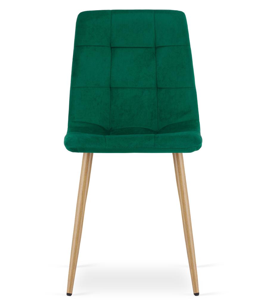 Kara Chair - Dark Green Velvet / Wood-Colored Legs X 2