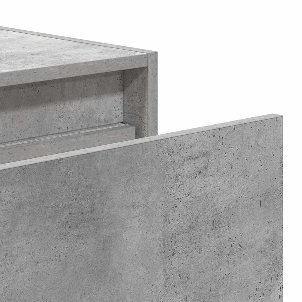 Wall Mounted Nightstand with LED Lights Concrete Grey