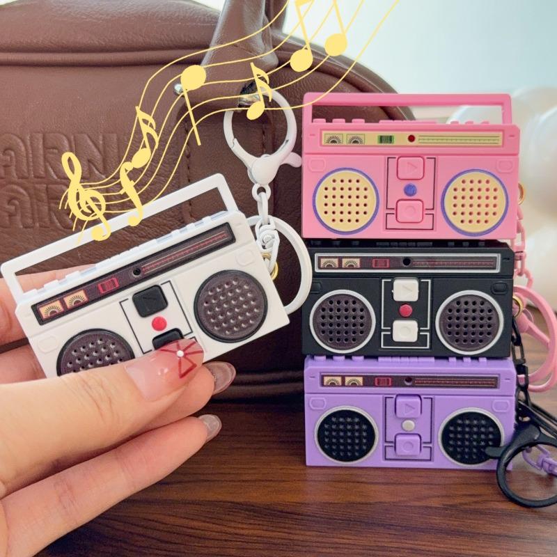 Nostalgic Mini Radio Recorder Keychain Nostalgic Vintage Mini Retro Radio Key Ring That Can Record Classical Funny Bag Ornaments