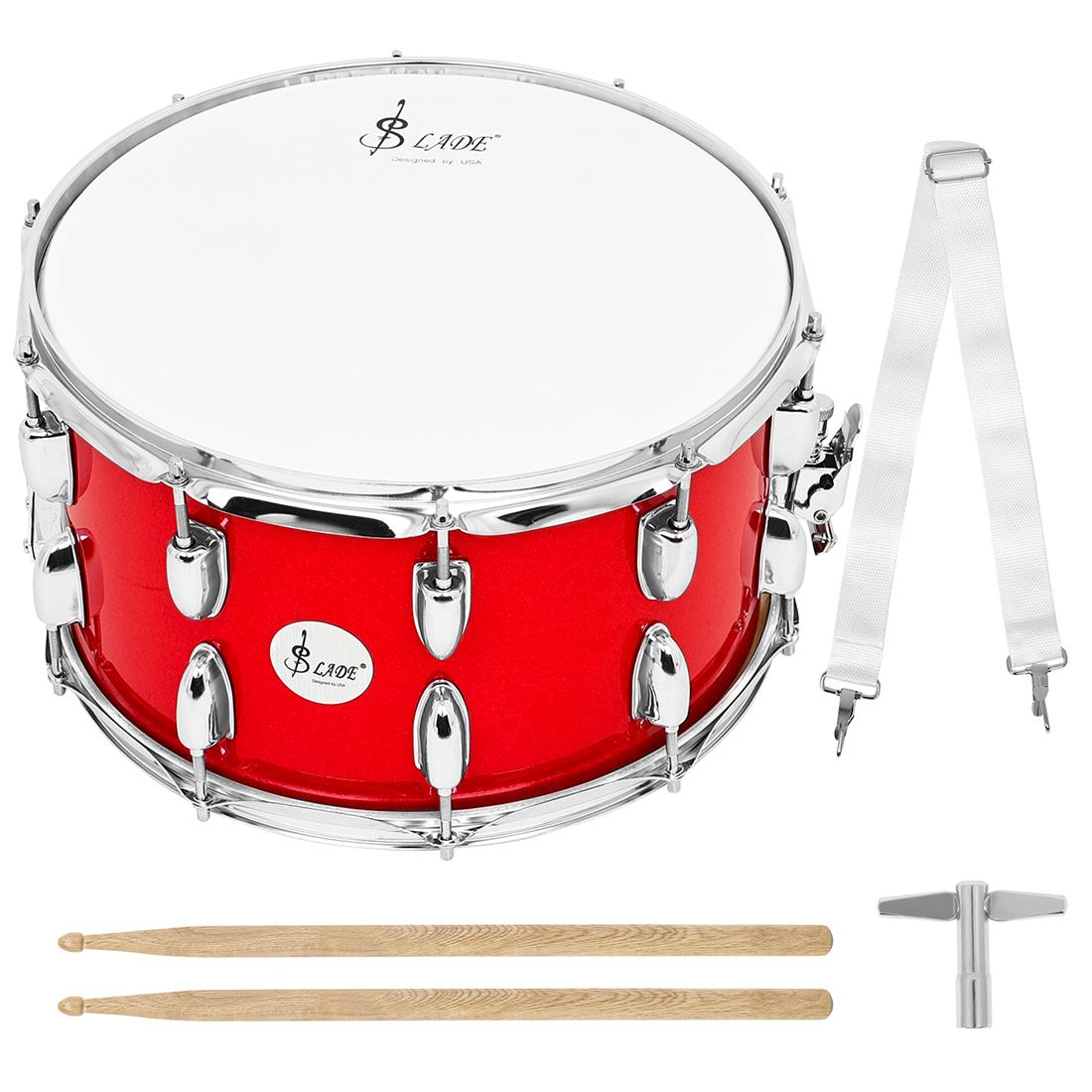 SLADE Snare Drum Set 14x8 Inch Percussion Instrument Drum Set with Drumsticks Shoulder Strap Drum Key for Students Beginner красный