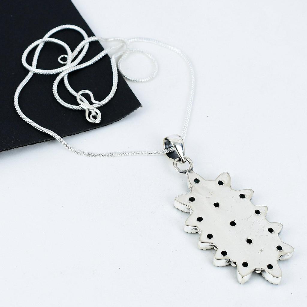 Dainty Aquamarline Gemstone Handmade 925 Sterling Silver Electroform Flower Necklace, Aquamarline Silver For Wife Unisex Pendant Gifts