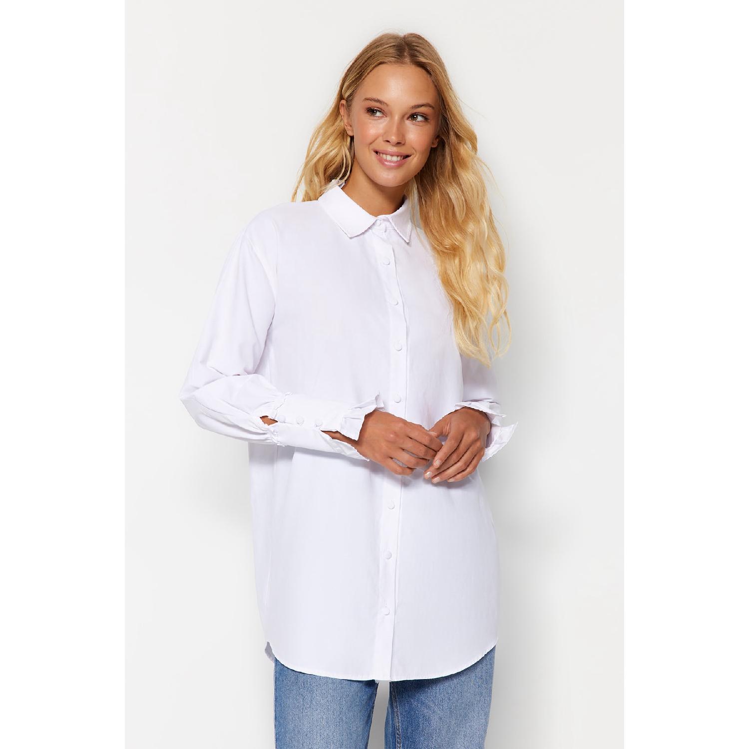 

Белая рубашка из хлопковой ткани с рюшами Tctaw24tg00016 36