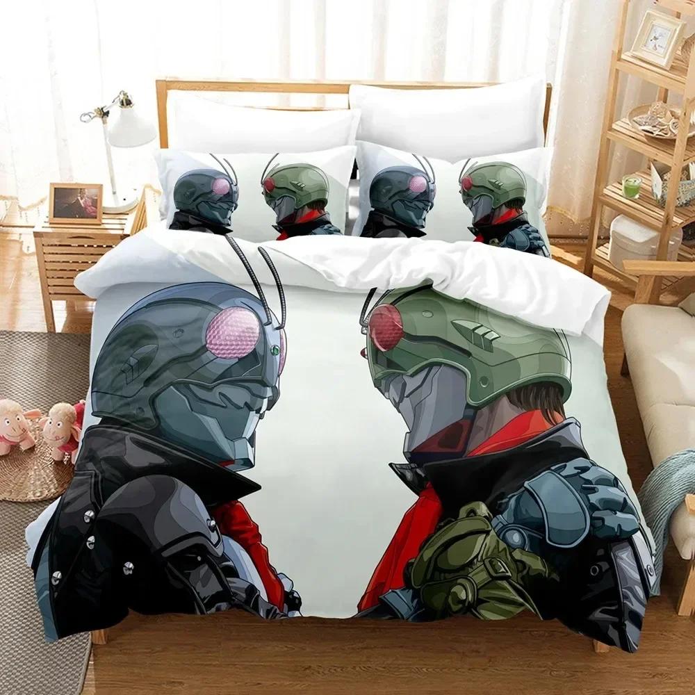 3D Kamen Rider Bedding Set Printed Bed Set With Pillowcase Bed Duvet Cover Soft Single Double Queen Super King Size Home Textile