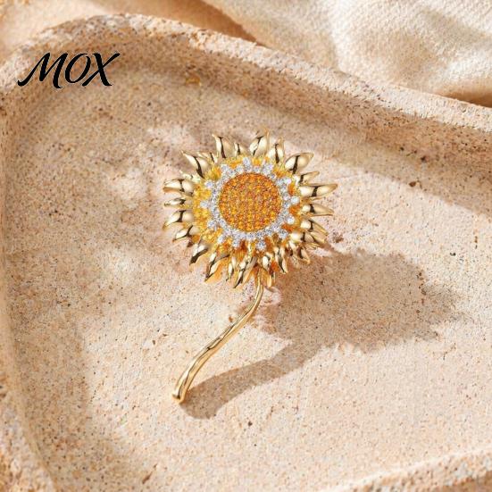 Everyday Wear Brooch Rhinestone Sunflower Pin for Women, Golden Flower Lapel Suit Long-lasting Dress Scarf Hat Bag Decoration, Clothing Accessory Gift